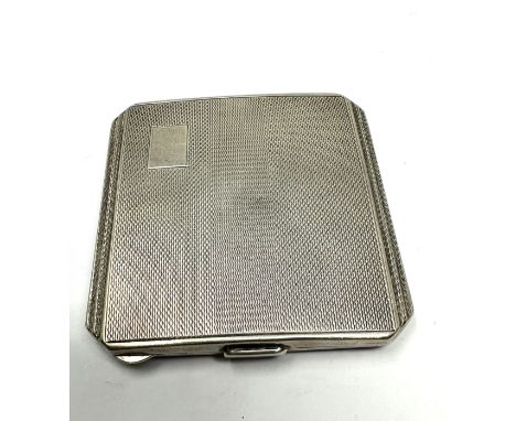 Vintage engine turned silver compact weight 93g 