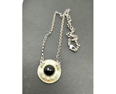 vintage Ola Gorie Silver stone set pendant necklace 