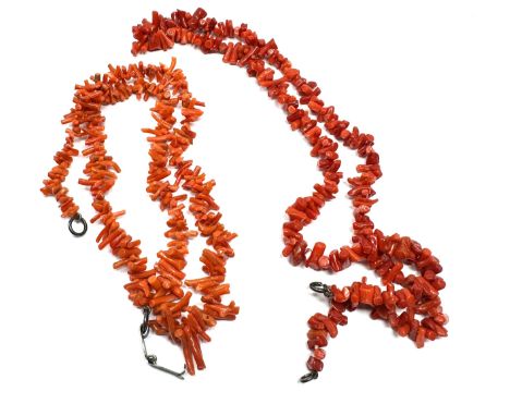 2 vintage branch coral necklaces weight 64g 