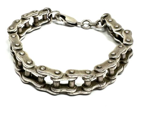 vintage hallmarked silver bike chain link bracelet weight 64g 