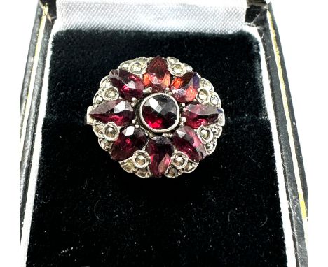 Vintage silver garnet &amp; marcasite ring 