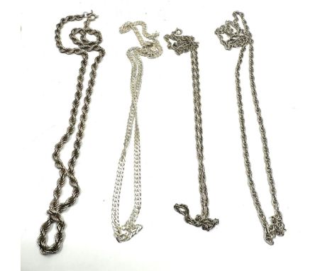 4 vintage silver necklace chains weight 39g 