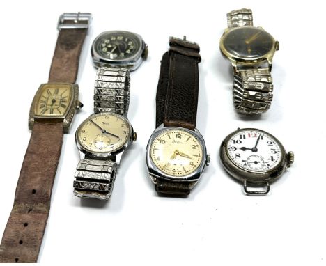 6 vintage gents wrist watches inc bentima rone seven trench style etc all untested spares or repair 