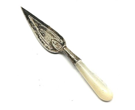 Vintage silver hallmarked &amp; mother of pearl handle book page marker 