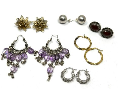 selection of 6 vintage silver earrings weight 46g 