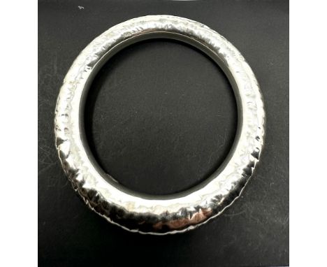 Vintage Sterling Silver Hammered Oval Bangle Bracelet 52g Grams 