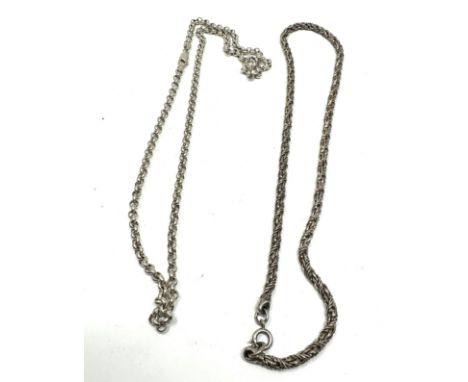 2 vintage heavy silver necklace chains weight 63g 