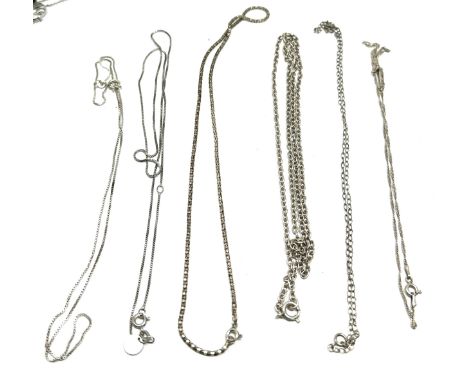 6 vintage silver necklace chains 