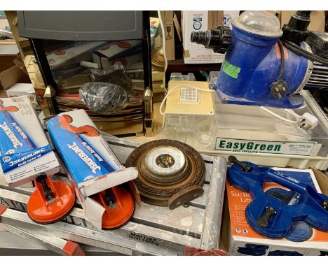VINTAGE &amp; LATER PLUMBING TOOLS, EQUIPMENT, WOODWORKING ELECTRICALS, barometer, pond pump, easy green seed sprouter and a 