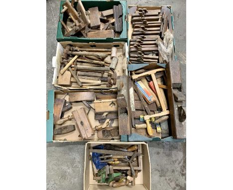 ANTIQUE &amp; LATER WOODWORKING TOOLS, including a large quantity of moulding and other woodworking planes, many having stamp