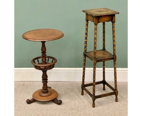 VICTORIAN &amp; LATER OCCASIONAL TABLES / STANDS x 2, circular top mahogany table with crow's nest type gallery to the centra