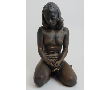 WALTER AWLSON (SCOTTISH B. 1949) VIKI SEATED Ceramic sculpture, signed and numbered 24/75, 42.5cm (16 3/4") (high) Condition 
