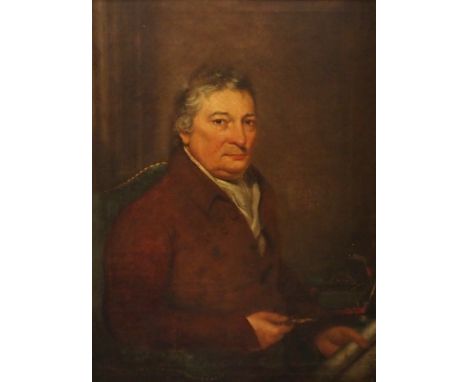 BRITISH SCHOOL (19TH CENTURY) PORTRAIT OF A GENTLEMAN HOLDING A SCROLL Oil on canvas, 90 x 70cm (35 1/2 x 27 1/2") Condition 