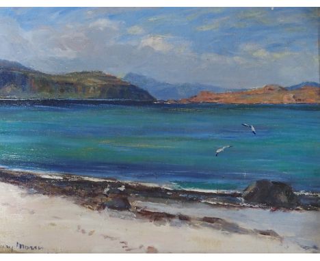•MARY MORRIS (SCOTTISH FL. 1893-1950) BEN MHOR FROM IONA Oil on canvas, signed, 35.5 x 46cm (14 x 18") Condition Report: Ther