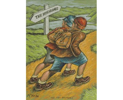 •GRAHAM MCKEAN (SCOTTISH B. 1962) THE TWO BROTHERS Pastel, signed and inscribed with title, 28 x 19cm (11 x 7 1/2") Condition