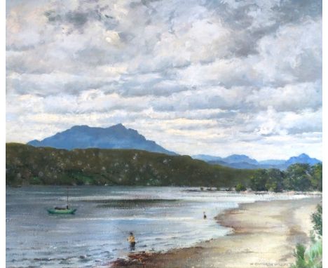 •HUGH CAMERON WILSON (SCOTTISH 1885-1952) THE GARELOCH AT SHANDON, EVENING Oil on canvas, signed, 63.5 x 76cm (25 x 30") THE 