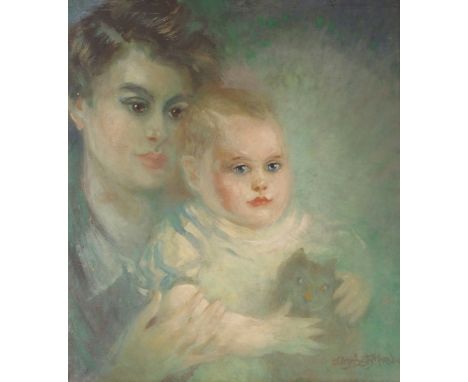 •ELIZABETH MARY WATT (SCOTTISH 1886-1954) MOTHER AND CHILD Oil on canvas, signed, 46 x 40.5cm (18 x 16") Condition Report: St