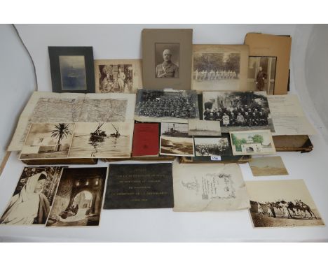 A BRITISH MILITARY ARCHIVE CIRCA 1896-1918 comprising; albums of photographs, a quantity of postcards, press cuttings, some p