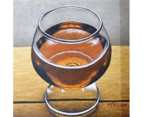 •GRAHAM MCKEAN (SCOTTISH B. 1962) A LARGE BRANDY Oil on canvas, signed, 20 x 20cm (8 x 8") Signed and inscribed with title on