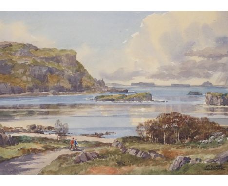 •STIRLING GILLESPIE (SCOTTISH 1908-1993) LOCH NA KEAL, MULL; COTTAGE ON LOCH FYNE Watercolour, signed, 27 x 37cm (10 1/2 x 14