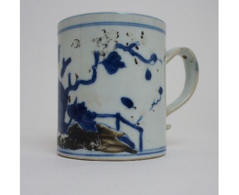 A CHINESE POLYCHROME NANKING CARGO MUG painted with Peony design, circa, 1750, 10cm high Condition Report: wear to enamel. Ex