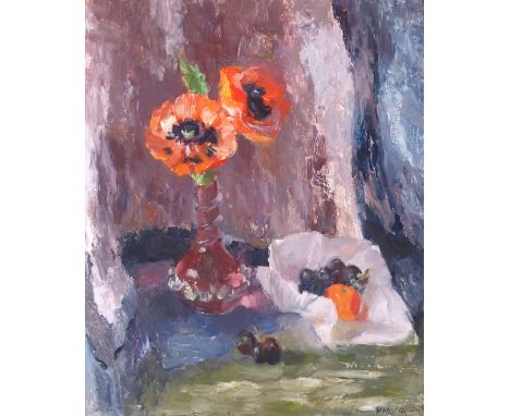 •MARY NICOL NEILL ARMOUR RSA, RSW (SCOTTISH 1902-2000) TWO RED POPPIES Oil on canvas, signed and dated (19)68, 61 x 51cm (24 