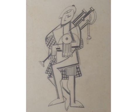 •WILLIAM MCCANCE (SCOTTISH 1894-1970) HIGHLAND FANTASIA - A PIPER Pencil on paper, 21 x 16cm (8 1/4 x 6 1/4") Cyril Gerber Fi