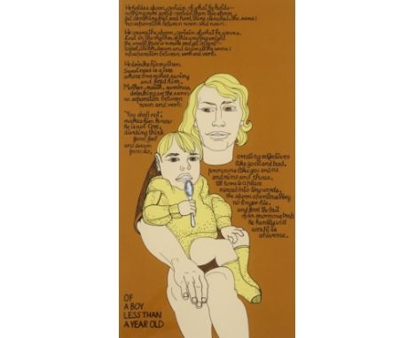 ALASDAIR GRAY (SCOTTISH 1934-2019) BOY WITH SPOON Screenprint, signed and numbered 59/60, 55 x 30cm (21 1/2 x 11 3/4") Estate