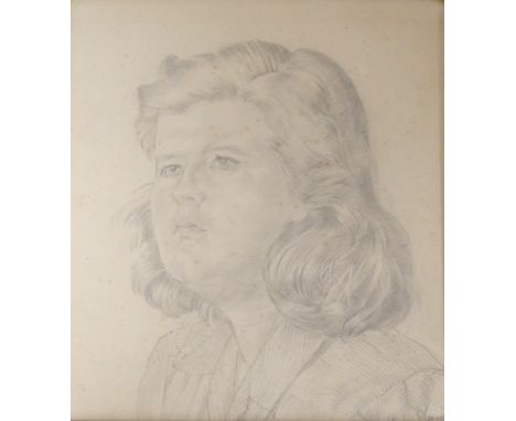 •SIR STANLEY SPENCER CBE, RA (BRITISH 1891-1959) PORTRAIT STUDY OF KATHLEEN MORTON Pencil. signed and dated Aug. (19)44, 38 x