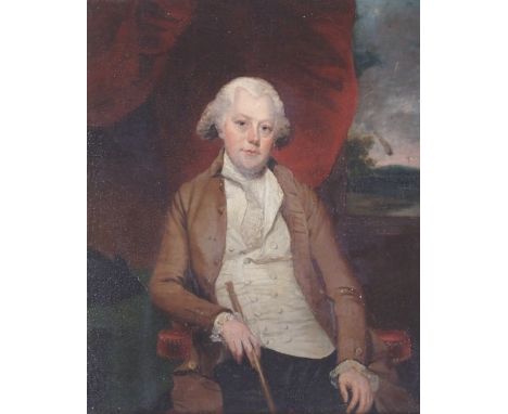 ENGLISH SCHOOL (19TH CENTURY) PORTRAIT OF A SEATED GENTLEMAN; PORTRAIT OF A SEATED LADY IN A FEATHERED HAT (POSSIBLY REV. VIN
