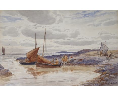 ALEXANDER BALLINGALL (SCOTTISH 1870-1910) ROCKY HAVEN Watercolour, signed, inscribed with title and dated 1909, 49 x 74cm (19