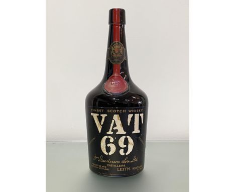 A large vintage display bottle of VAT 69 Scotch Whisky, Wm. Sanderson, Leith, with wax seal and label (drilled to the reverse