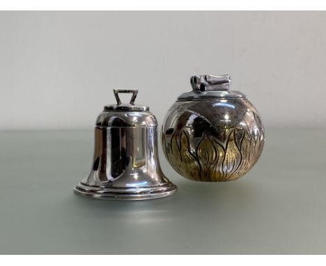 A vintage silver and silver-gilt "Witchball" table lighter, by William Comyns &amp; Sons Ltd, London 1974, with a band of eng