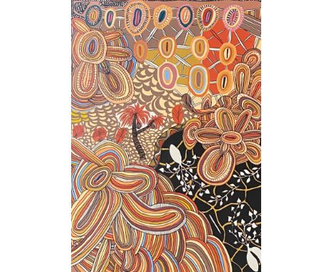 Aboriginal Art: Doris Gingingara (Maningrida, 1946-99), "Bush Tucker" (Manbanda), limited edition silk screen print, ed. 17/9