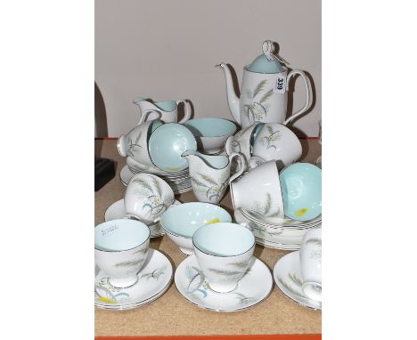 A ROYAL ALBERT 'FESTIVAL' COFFEE AND TEA SERVICE comprising four coffee cups, six saucers, six tea cups, seven saucers, six s
