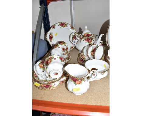 TWENTY-TWO PIECES OF ROYAL ALBERT 'OLD COUNTRY ROSES' TEA WARES comprising one teapot, six tea cups, six saucers, six side pl