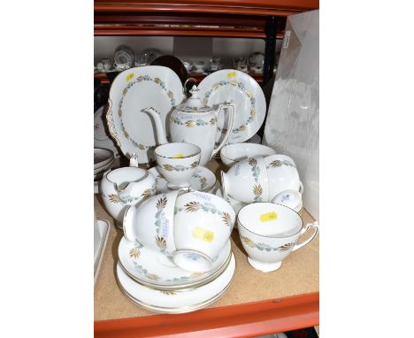 A TWENTY NINE PIECE COALPORT 'SONNET' COFFEE SET comprising a coffee pot (with a hairline crack near the handle), six coffee 