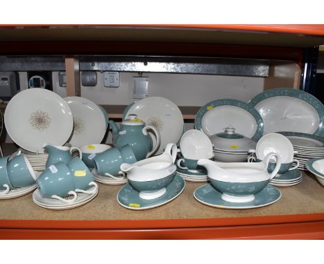 A COLLECTION OF ROYAL DOULTON DINNERWARE, comprising of 'Desert Star' D6430, design, two cake plates, six salad plates, six s