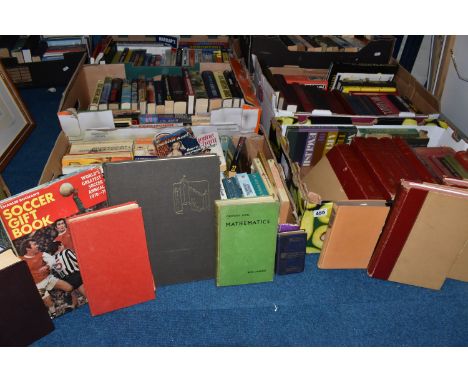 FIVE BOXES OF BOOKS to include a large quantity of military-related to assorted World War Two topics, a quantity of Catherine