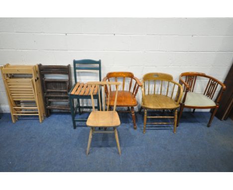 LUCIAN ERCOLANI, AN ERCOL MID CENTURY ELM AND BEECH ALL PURPOSE CHAIR, an Edwardian mahogany armchair, two other armchairs, a