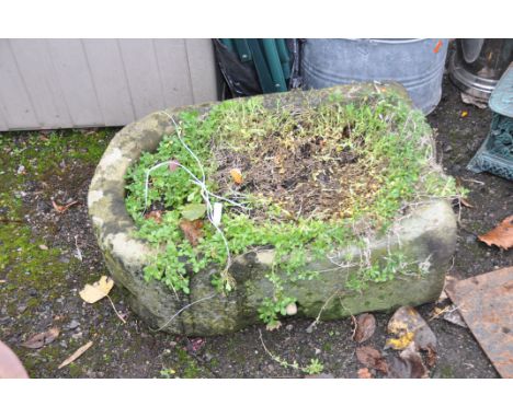 A PERIOD SANDSTONE PUMP TROUGH, with one rounded end, width 6cm depth 38cm height 23cm (Condition Report: some chipping and l