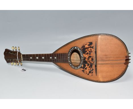 A NINETEENTH CENTURY ROSEWOOD BOWL BACK MANDOLIN, with paper label to interior reading 'Stridente, Fabrica di Mandolini, Via 