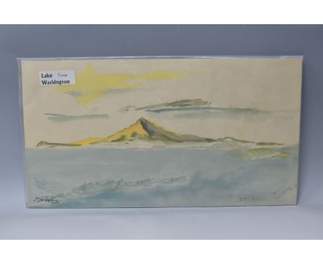 JIMI HENDRIX (1942-1970) 'LAKE WASHINGTON', a modern limited edition print depicting a distant mountain across water, numbere