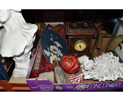 A BOX AND LOOSE SUNDRY ITEMS, to include a framed Henry Napartuk (Canada 1932 - 1985) wood block print titled 'Eskimo and Wal