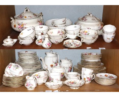 A Royal Crown Derby Porcelain Dinner Service ''Derby Posies'' pattern, including tureens coffee pot, etc, together with a sma