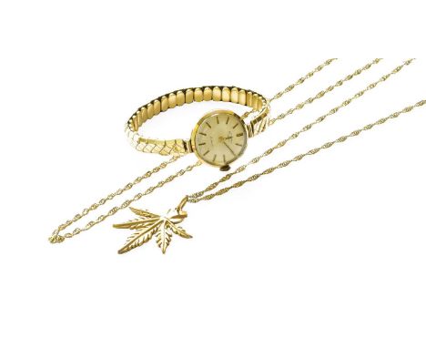 A 9 Carat Gold Pendant on Chain, pendant length 3.5cm, chain length 51.8cm; A 9 Carat Gold Necklace, length 61.3cm; and A Rot