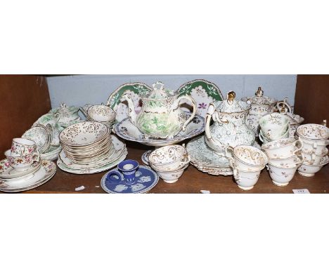 Three Rockingham Porcelain Part Tea Sets, circa 1830-42, various printed and gilt patterns, together with other contemporary 