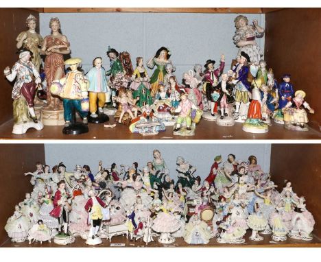 A Large Collection of Various 19th century and Later Porcelain Figures, including a King Street Derby figure of a grape harve