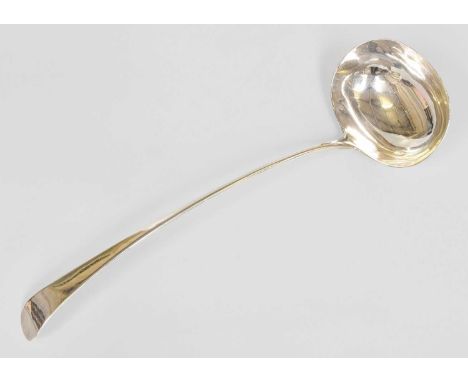 A George III Silver Soup-Ladle, by Duncan Urquhart and Naphtali Hart, London, 1793, Old English pattern, with oval bowl, 35.5
