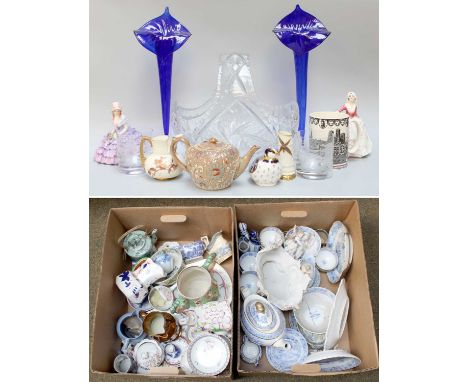 Assorted Ceramics and Glass, including two Royal Doulton figures ''Chloe'' HN1479, ''Janet'' HN1652, a Wedgwood York mug, a R